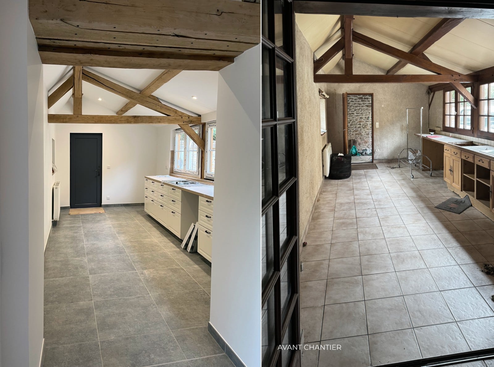 Cuisine avant-après par Evidence pour maison Thoiry